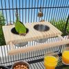 Bird Perches For Cage Bird Stand Water Feeder Conure Toys Wooden Pet Supplies With Stainless Steel Bowls For Parakeet Conure