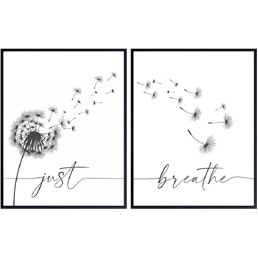 Just Breathe Poster Set 11x14 - Positive Quotes Wall Decor - Encouragement Gifts for Women - pirational Quotes Wall Art & Decor - Uplifting Gift for