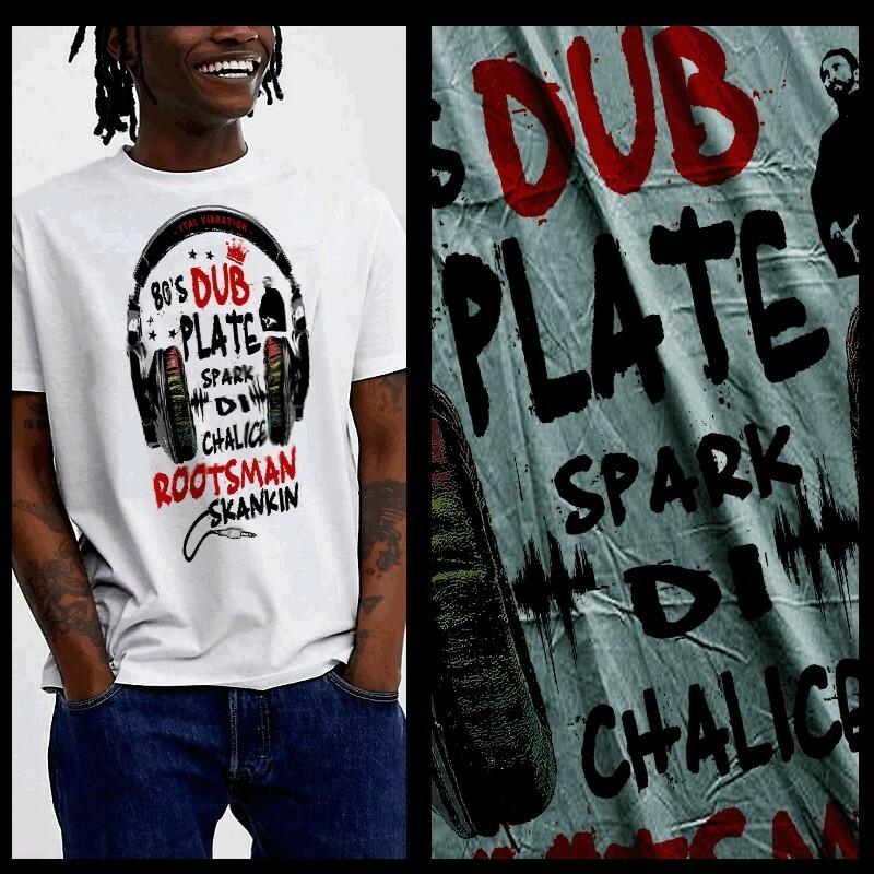 

Reggae t shirt Jah Rastafari Haile Selassie DJ Selector dub style XL white L