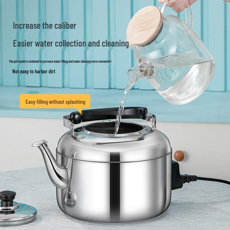 Stainless Steel Electric Kettle with Whistle - Large Capacity Hot Water Heater for Household Use