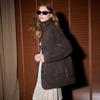 Sancai 2025 Winter Reversible Faux Suede Fur Stand Collar Mid-Length Coat