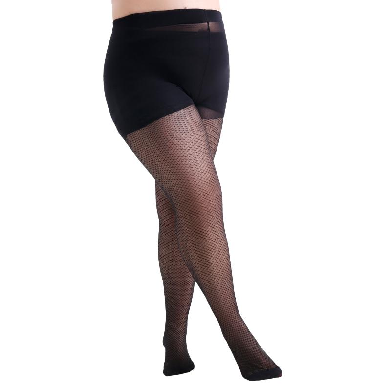 Women'S Plus Size 4Xl High-Wasited Diamond-Shaped Net Pattern Sheer Tights Stretchy Ladies Black Nylons Hosiery Stockings