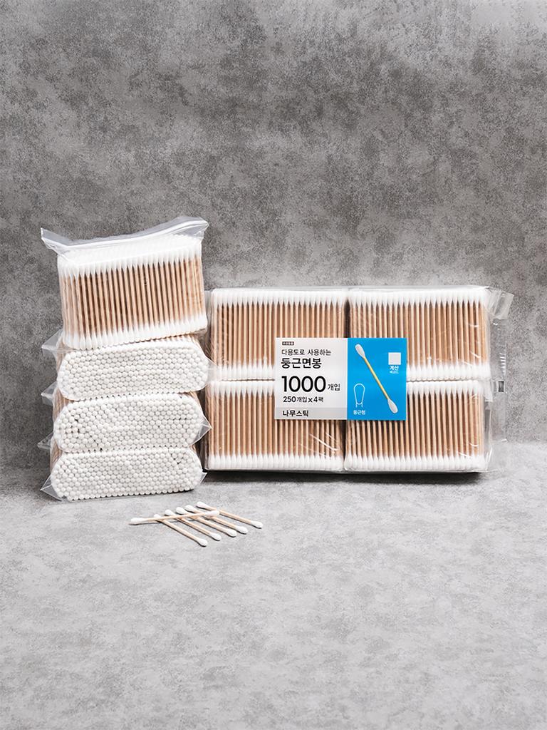 1000 Count Wooden Stick Round Cotton Swabs