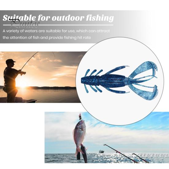 4Pcs 10CM/10G Soft Crayfish Lure with Sequins Realistic PVC Bionic Artificial Shrimp Bait Freshwater Saltwater Bass Trout Fishing Accessories