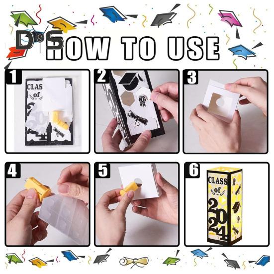 6 ks osvětlených maturitních dekorací, lucerny pro ročník 2025, maturitní dekorace s LED světlem pro maturitní večírek na vysoké škole a střední škole