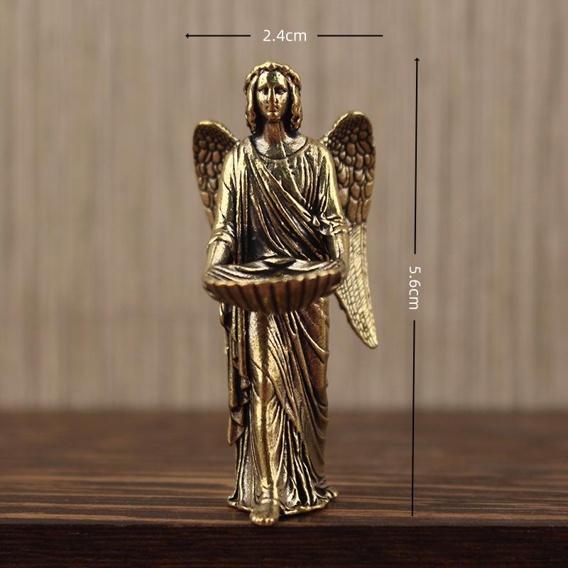 

Classical European Angel Figurine Home Decor Statue Guardian Angel Wings Angel Ornament Living Room Decorations Religious Statue мідний