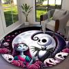 1pc Jack And Sally Christmas Tree Floral Rug, Digital Printed Home Chair Sofa Mat, Durable Office Round Carpet, Beautiful Festival Decorations