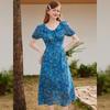 Women's Floral Puff Sleeve A-Line Maxi Dress