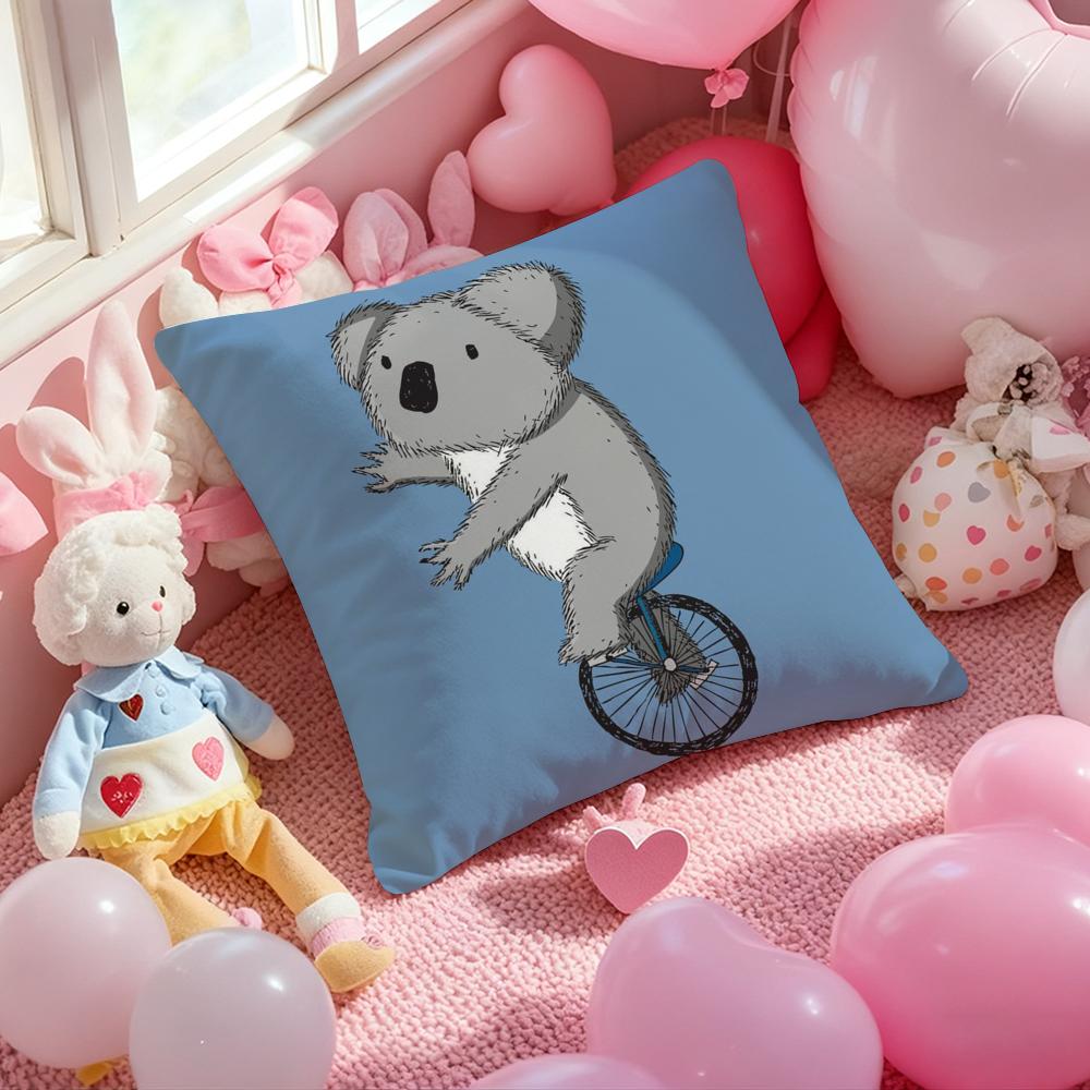 Koala Creative Cartoon Pillow Case Soft Plush Fabric DoubleSided Printed Cushion Cover Warm Winter Sofa Pillow Case