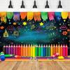 2D Colorful Crayon Blackboard Photography Backdrop, Children Art Class Background