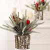 Flocking Mini Christmas Tree with Pine Cone Berry Merry Christmas Decorations  New Year Gifts
