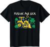 Pushin My Luck Bulldozer St Patricks Day Graphic Tee Short Sleeve Crew Neck Casual TShirt