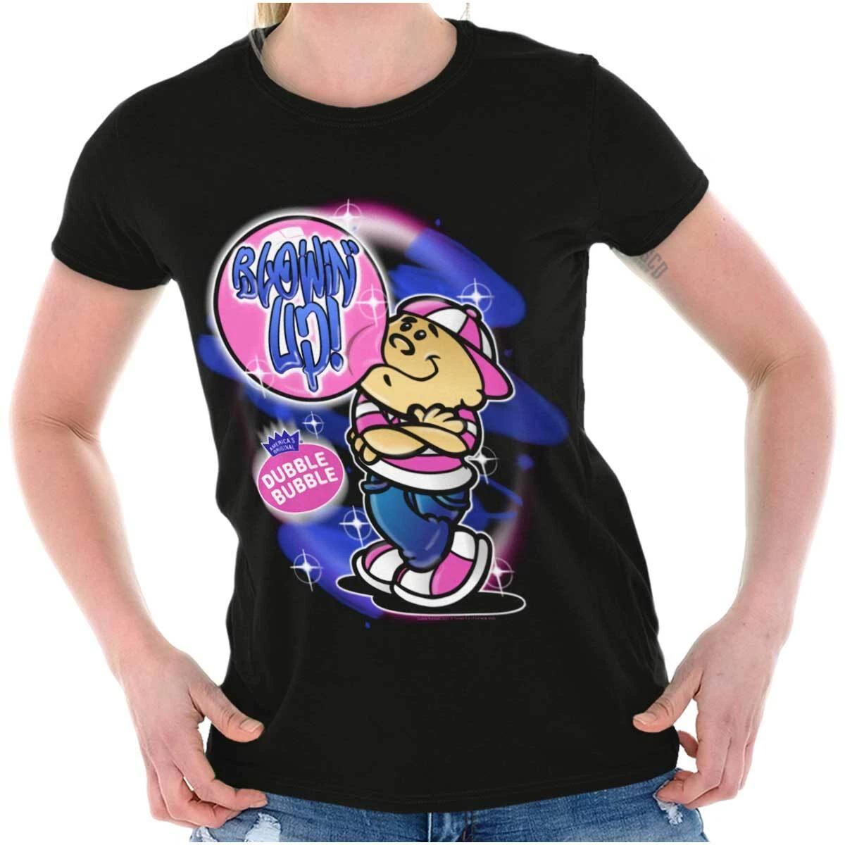 Dubble Bubble Airbrushed Blowin Up Candy Womens Top Junior Graphic Tee L