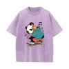XH+90 MINISO 2026 Summer Vintage Wash Printed Pure Cotton Shoulder Style Men's and Women's Round Neck Short Sleeved Couple T-shirt