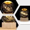 3D Crystal Ball with Warm Light Wooden Base Small Night Light Desktop Decoration Ornaments Holiday