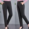 Women's Clothing Fashion Plus Fleece Plaid Pants Autumn Winter Casual Warm Elastic Waist Straight Trousers for Female