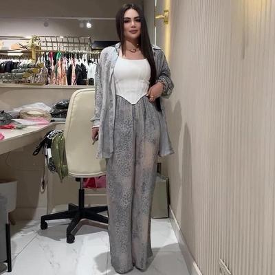 2024 Fall European & American Women's Tie-Dye Loose Shirt and Casual Long Pants Set