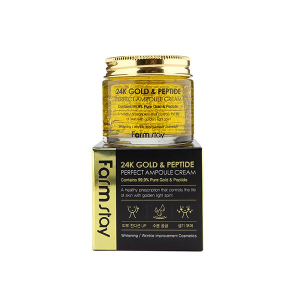 

Ампульный крем с золотом и пептидами,FarmStay 24K Gold & Peptide Perfect Ampoule Cream, 80мл