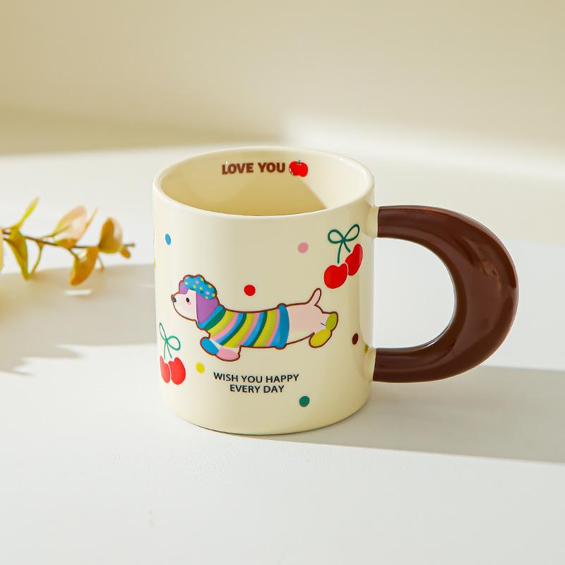 Dachshund Mug Girl Cute Household Drinking Cup New Coffee Breakfast Cup Couple Ceramic Cup