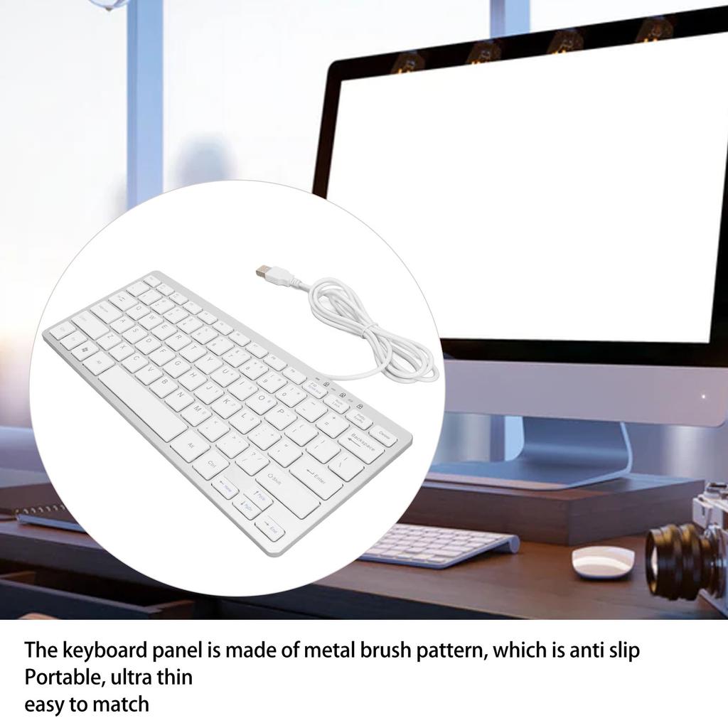 USB-Tastatur mit Kabel 78 Tasten Dünn Tragbar Rutschfest Tastatur für Laptops Desktops