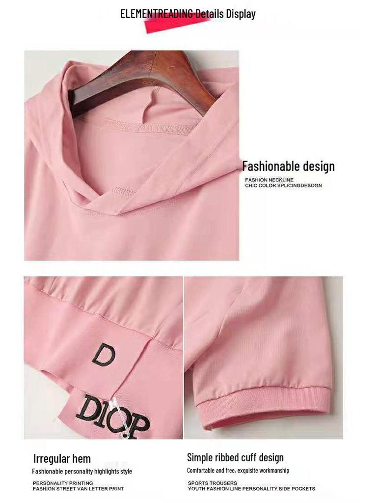 2023 Korean-Style Women's Casual Summer Two-Piece Set: Short Sleeve Top & Jogger Pants