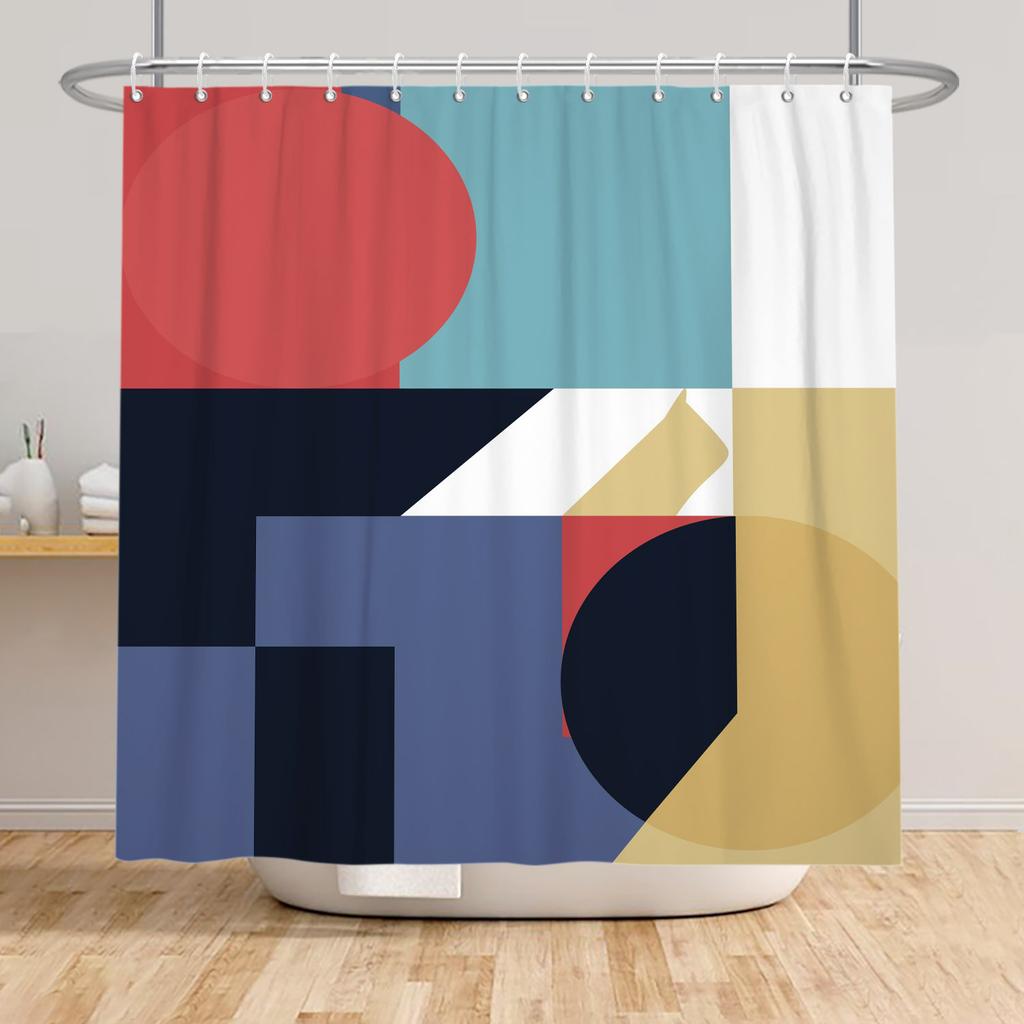 Modern Shower Curtain Wave Lines Modern Minimalist Geometric Unique Aesthetic Pattern Waterproof Polyester Bathroom Curtain