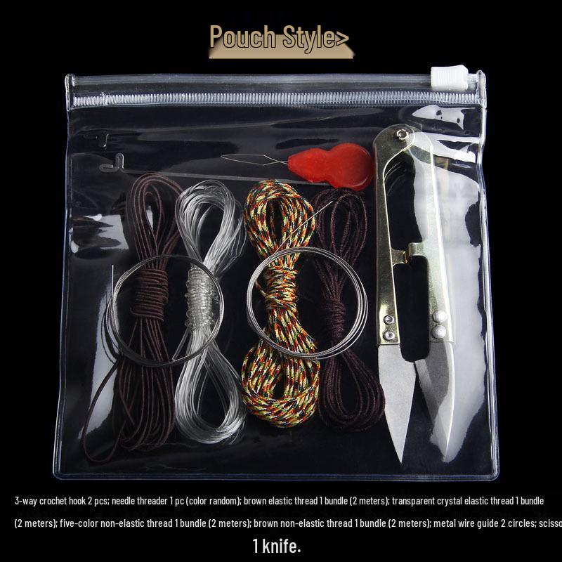 

Wenwan Bracelet Stringing Tool Set: Three-Way Hook, Crochet Hook, Tweezers, Reamer, Elastic Cord & Lead Needle for Bodhi Beads.