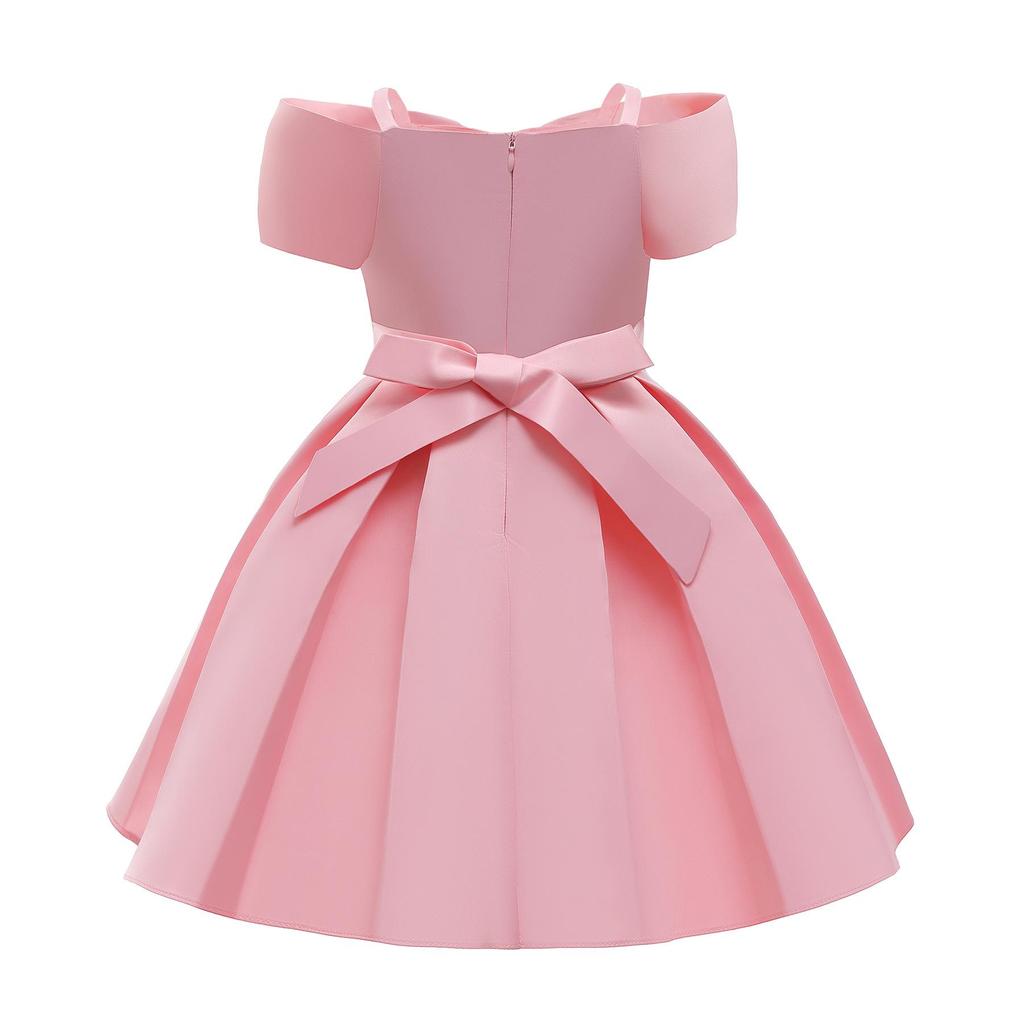 Children's Girls' Dresses Colorblocked Pleated Sleeveless Princess Dresses Strapless Pleated Princess Dresses