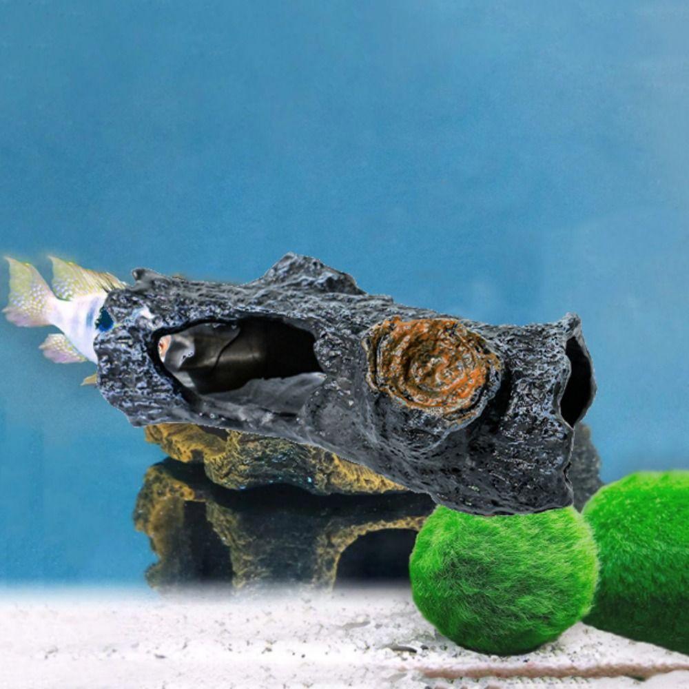 Lifelike Hollow Tree Trunk Ornament Simulation Aquarium Shrimp Hide  For Fish Shrimp Betta