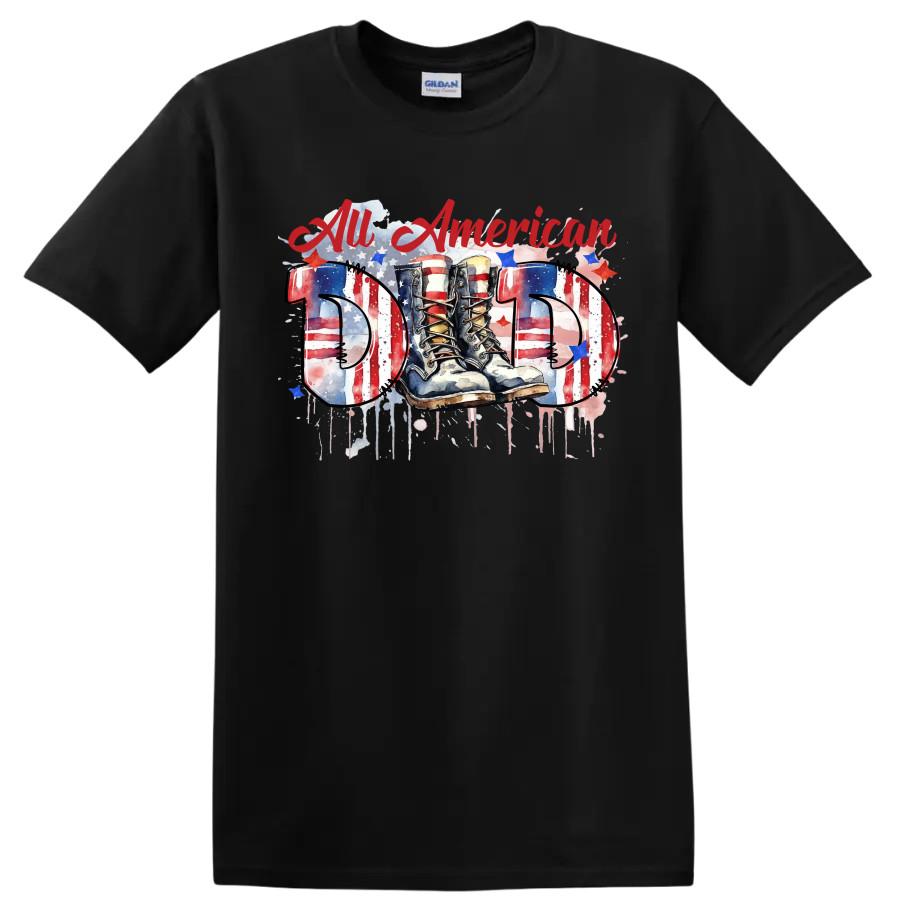 All American Dad Military Boots Patriotic T Shirt for Father’s Day Tee