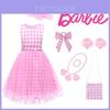 Adorable Barbie Princess Pink Sleeveless Dress With Matching Accessories
