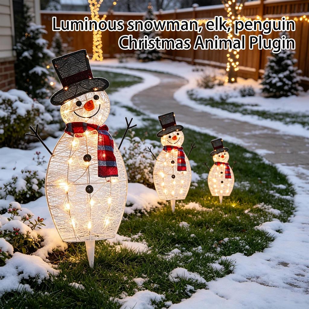 Lighted Snowman Penguin Outdoor Christmas Yard Decorations Animal Stakes