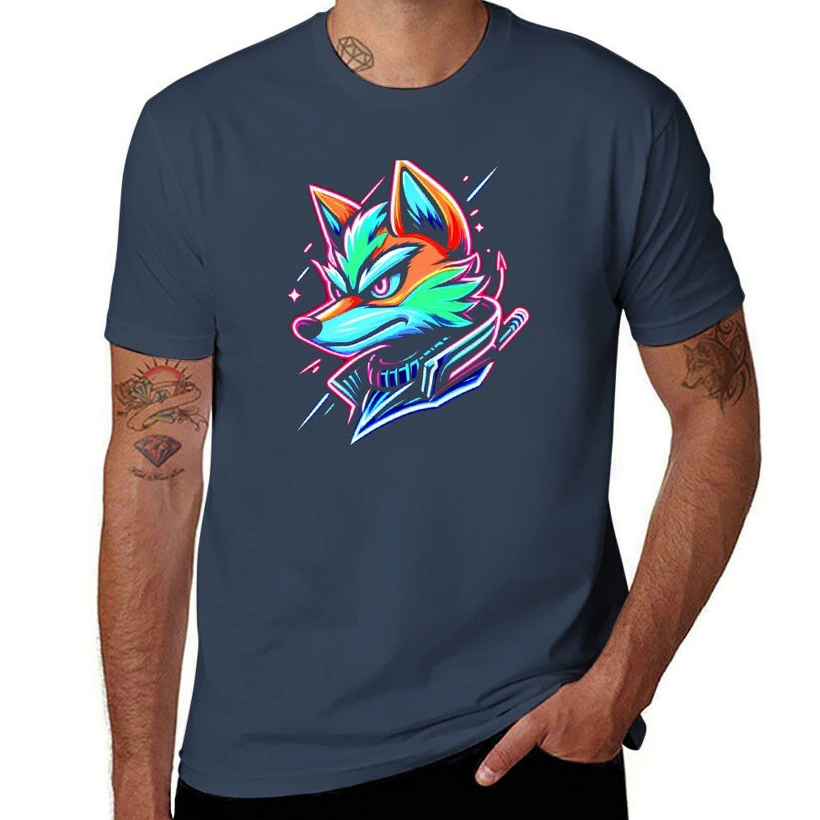 Neon Fox TShirt Soft Stretch Short Sleeve Top S