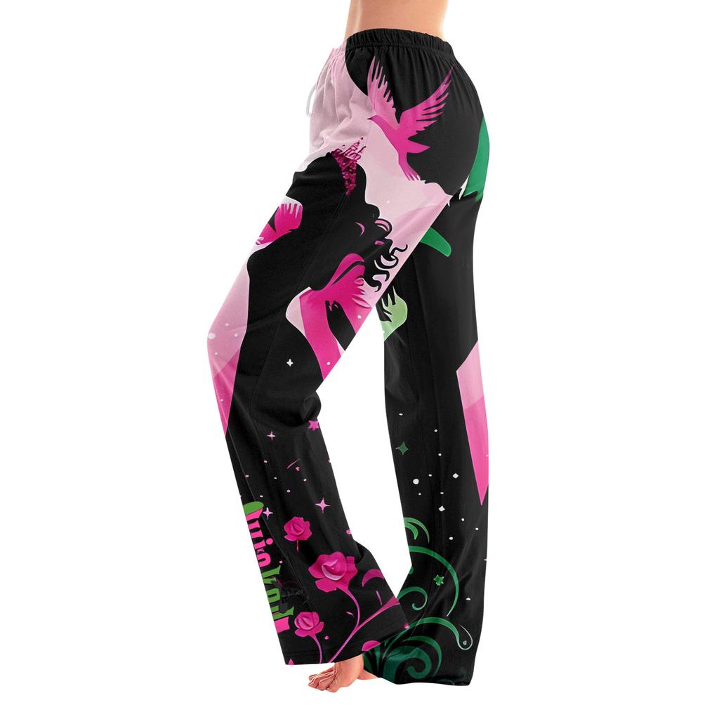 Damen Pyjamahose Nachtwäsche Lässige Hose mit Kordelzug und elastischer Taille Bequeme gerade lockere Yogahose