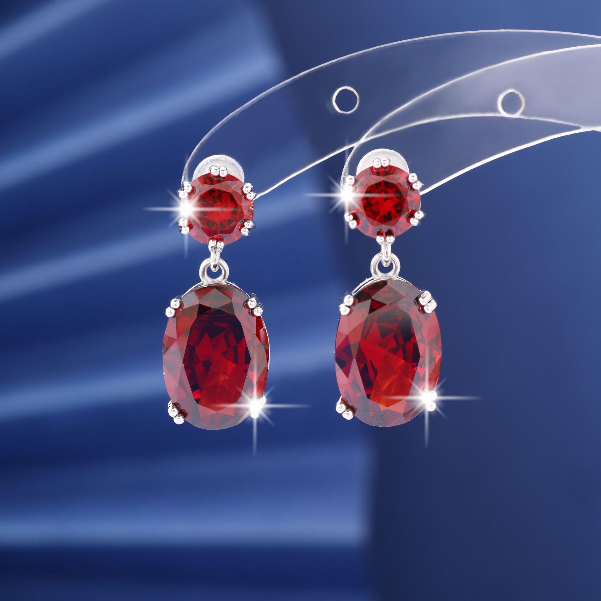 Элегантные красные серьги-капли с кубическим цирконием - Модные женские пусеты