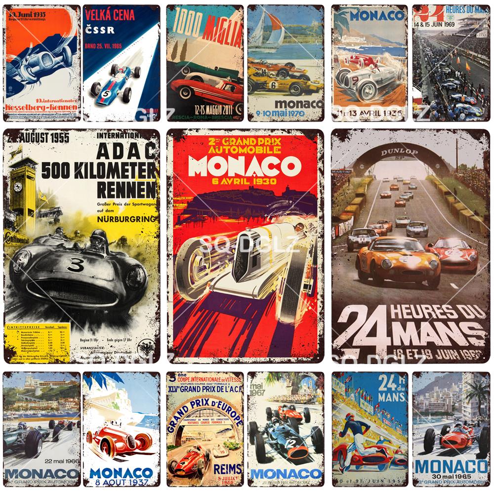 Racing Car Vintage Metal Signs Tin Sign Retro Garage Decor Plaque Metal Plaque Repair shop Wall Decorative Iron Plate