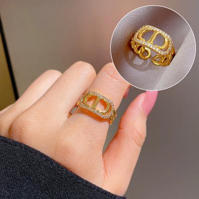 Anello di Coppia in Oro Vero, Anello Semplice alla Moda da Donna, Anello con Apertura Regolabile, Anello Freddo Cd