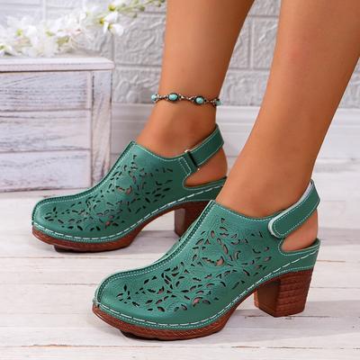 Women Sandals Retro Comfortable 2025 New Summer Shoes for Women High Heels Fish Mouth Middle Heeled Hollow Sandals Women