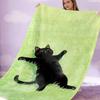 Cat Animal Art Black Green Jumping 2D Printed, Camping Blanket BirthdayHoliday Gift, Multi-Use for Tourism, Festival Decorations