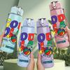 1PC Gods Plan Colorful Text 750ml Color Plastic Sports Water Bottle Leakproof Flip Straw Lid Suitable for Sports Office Home Use
