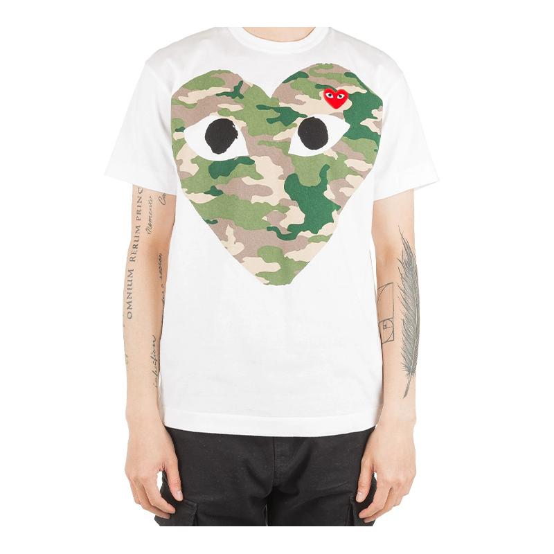 CDG Play Short Sleeved T Shirts Men's White AZ-T242-051-1