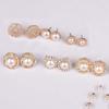 Gold Color Simulated Pearl For Women Hollow Round Accessories Jewelry Earring Sets Stud Earrings