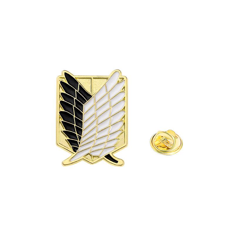 Foreign trade new attack giant peripheral animation badge black and white investigation corps logo freedom wing alloy brooch