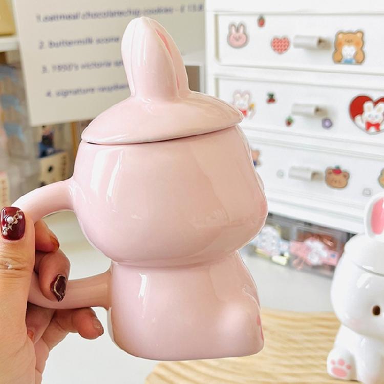 Holiday Themed Rabbit Designs Coffee Cup With Cover 350ml Capacity Drinking Mug Great For Home Or Office