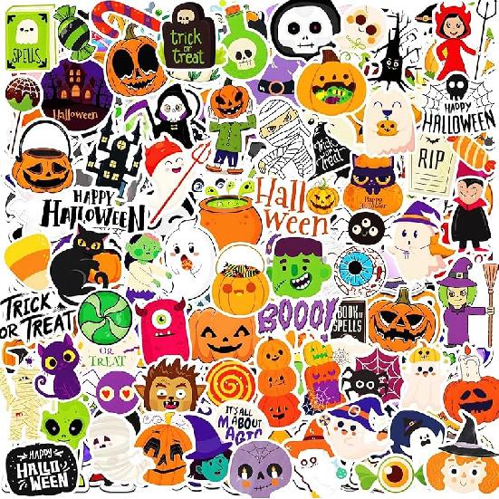 300 pcs Halloween Stickers for Kids Adults, No Repeating Vinyl Waterproof Halloween Stickers for Crafts Gifts, Halloween Party Favors Party Supplies, Halloween Stickers