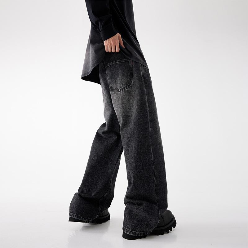 Big wide-leg jeans, new black heavy-washed straight street personality trendy brand versatile mopping denim trousers