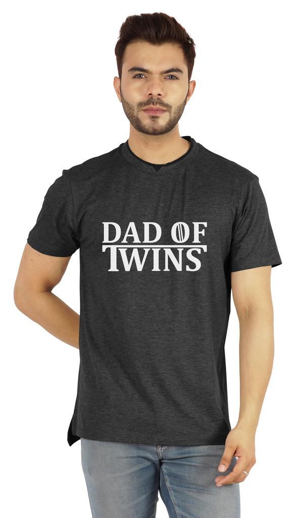 Inkmeso "Dad of Twins" Graphic Tshirt Cotton Jersey Half Sleeve Shirt for