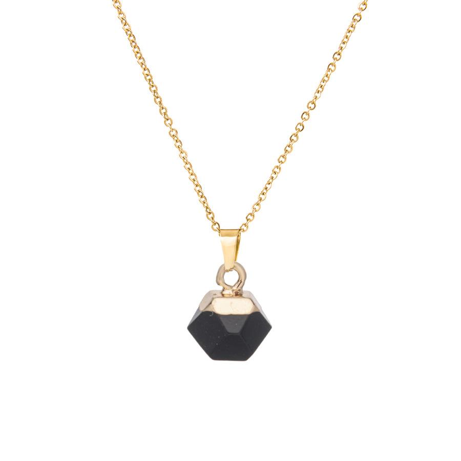 Natural Stone Neckalce Irregular Natural Stone Crystal Pendant Necklace Natural crystal pendant section hexagonal clavicle chain