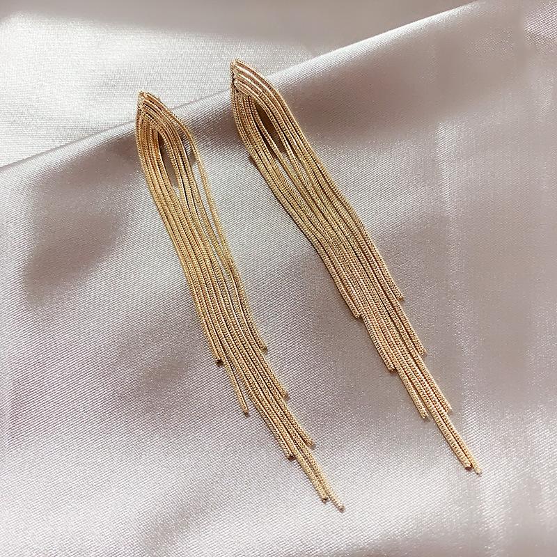 Long Tassel Shiny Full Rhinestone Drop Earrings for Women Fashion Crystal Statement Hanging Dangle Earring Party Jewelry Gifts