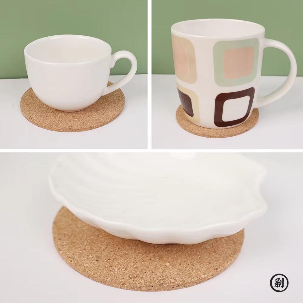 Langlebiger Rutschfester Korkuntersetzer Tee Kaffeetasse Getränkehalter für Tischdeko Untersetzer 10 Stück 90x3mm Tassenmatte Natürlich Rund Holzuntersetzer